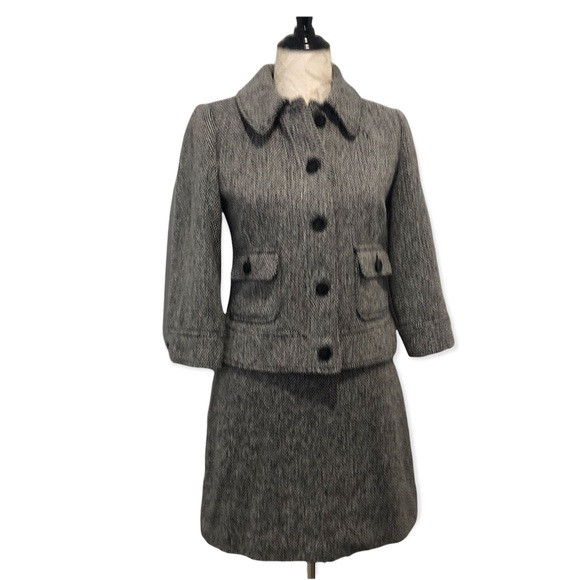 DKNYC Black Speckled Wool Blend Miniskirt Suit Set Sz. 4 - Picture 2 of 12